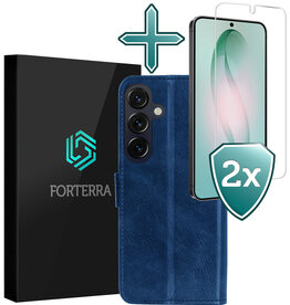 Forterra Forterra Samsung Galaxy S26 Plus Hoesje Bookcase Met 2x Screenprotector - Donkerblauw