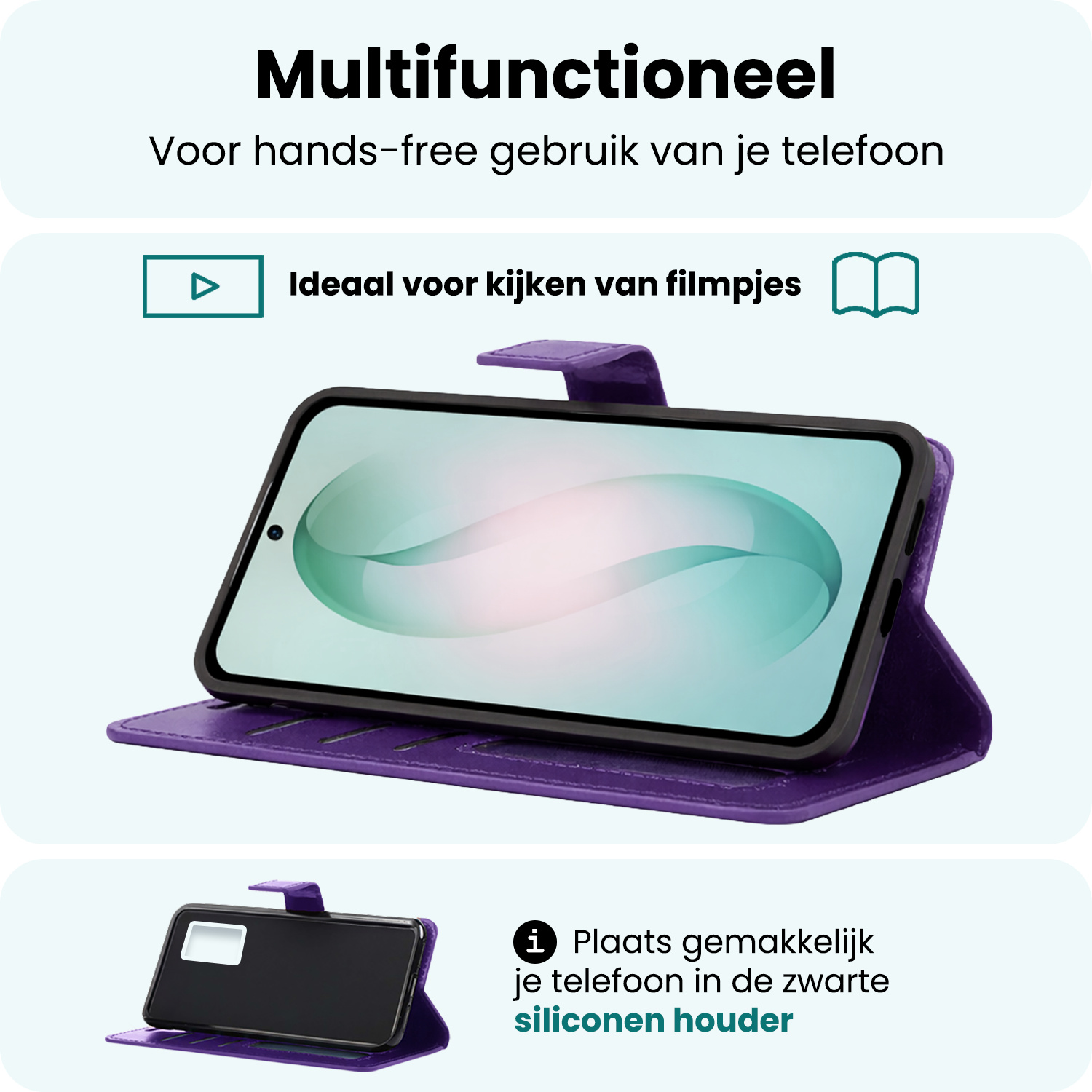 Forterra Forterra Samsung Galaxy S26 Plus Hoesje Bookcase Met 2x Screenprotector - Paars