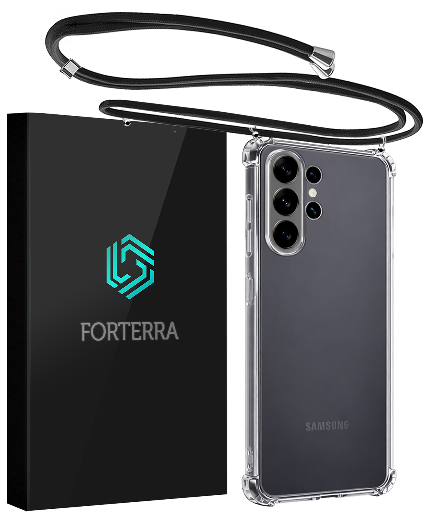 Forterra Forterra Samsung Galaxy S26 Ultra Hoesje Transparant Shockproof Met Zwart Koord