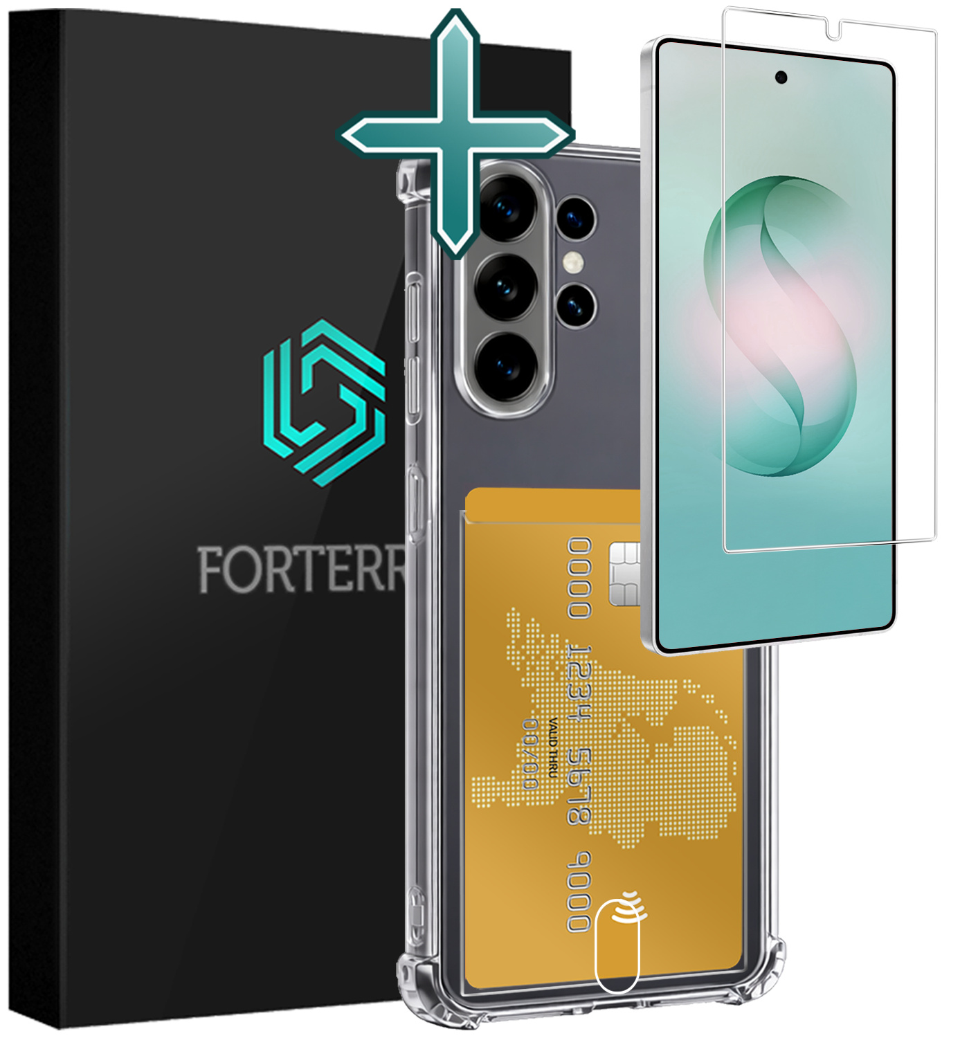 Forterra Forterra Samsung Galaxy S26 Ultra Hoesje Pashouder Met Screenprotector