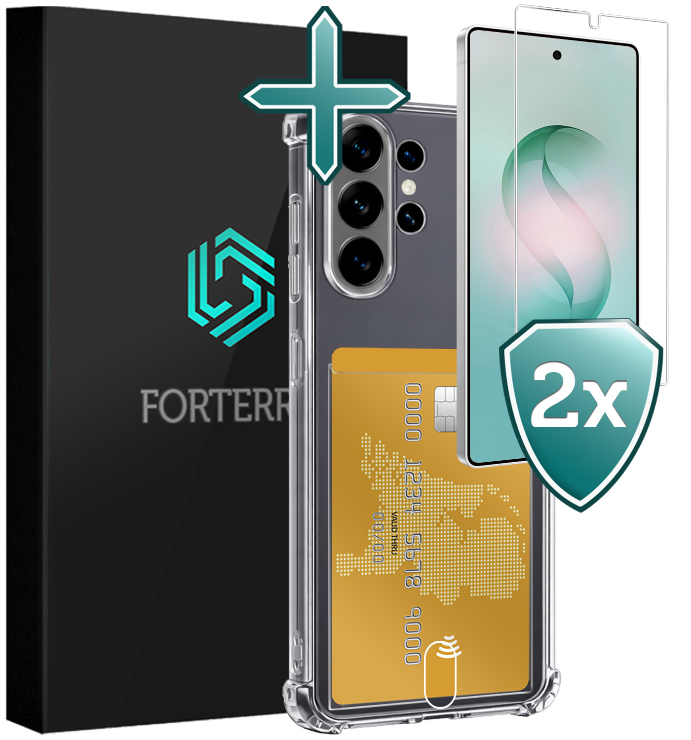 Forterra Forterra Samsung Galaxy S26 Ultra Hoesje Pashouder Met 2x Screenprotector