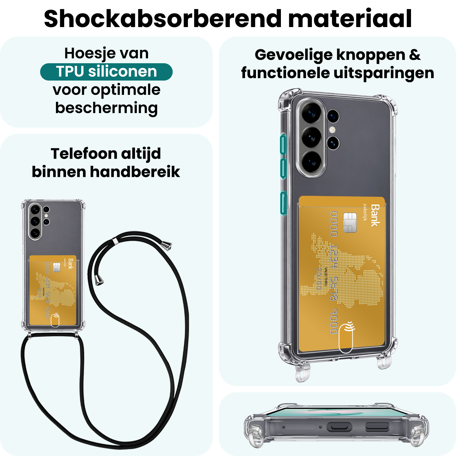 Forterra Forterra Samsung Galaxy S26 Ultra Hoesje Pashouder met Koord - 2 PACK