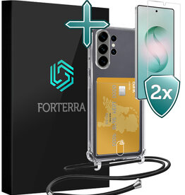 Forterra Forterra Samsung Galaxy S26 Ultra Hoesje Pashouder met Koord Met 2x Screenprotector