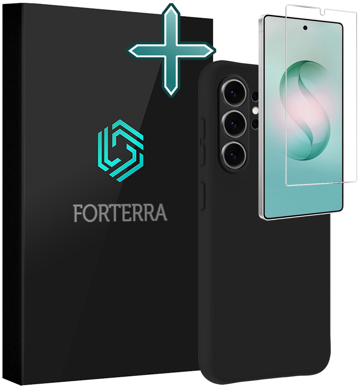 Forterra Forterra Samsung Galaxy S26 Ultra Hoesje Siliconen Met Screenprotector - Zwart
