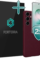 Forterra Forterra Samsung Galaxy S26 Ultra Hoesje Siliconen Met 2x Screenprotector - Aubergine