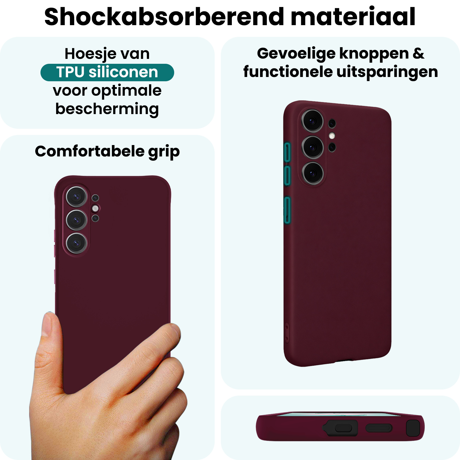 Forterra Forterra Samsung Galaxy S26 Ultra Hoesje Siliconen Met 2x Screenprotector - Aubergine