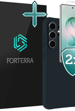 Forterra Forterra Samsung Galaxy S26 Ultra Hoesje Siliconen Met 2x Screenprotector - Donkerblauw