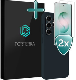 Forterra Forterra Samsung Galaxy S26 Ultra Hoesje Siliconen Met 2x Screenprotector - Donkerblauw