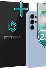 Forterra Forterra Samsung Galaxy S26 Ultra Hoesje Siliconen Met 2x Screenprotector - Lichtblauw