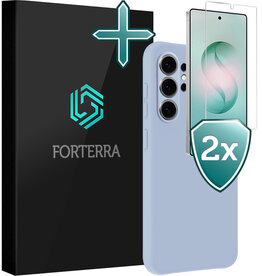 Forterra Forterra Samsung Galaxy S26 Ultra Hoesje Siliconen Met 2x Screenprotector - Lichtblauw
