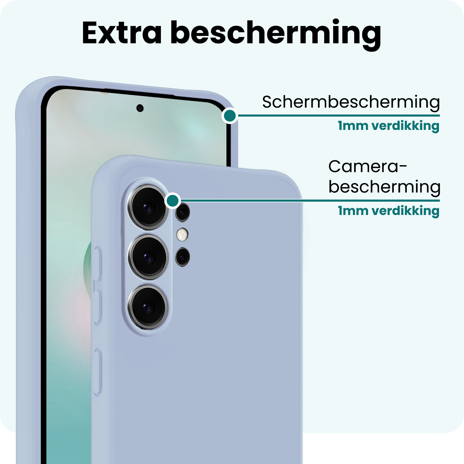 Forterra Forterra Samsung Galaxy S26 Ultra Hoesje Siliconen Met 2x Screenprotector - Lichtblauw