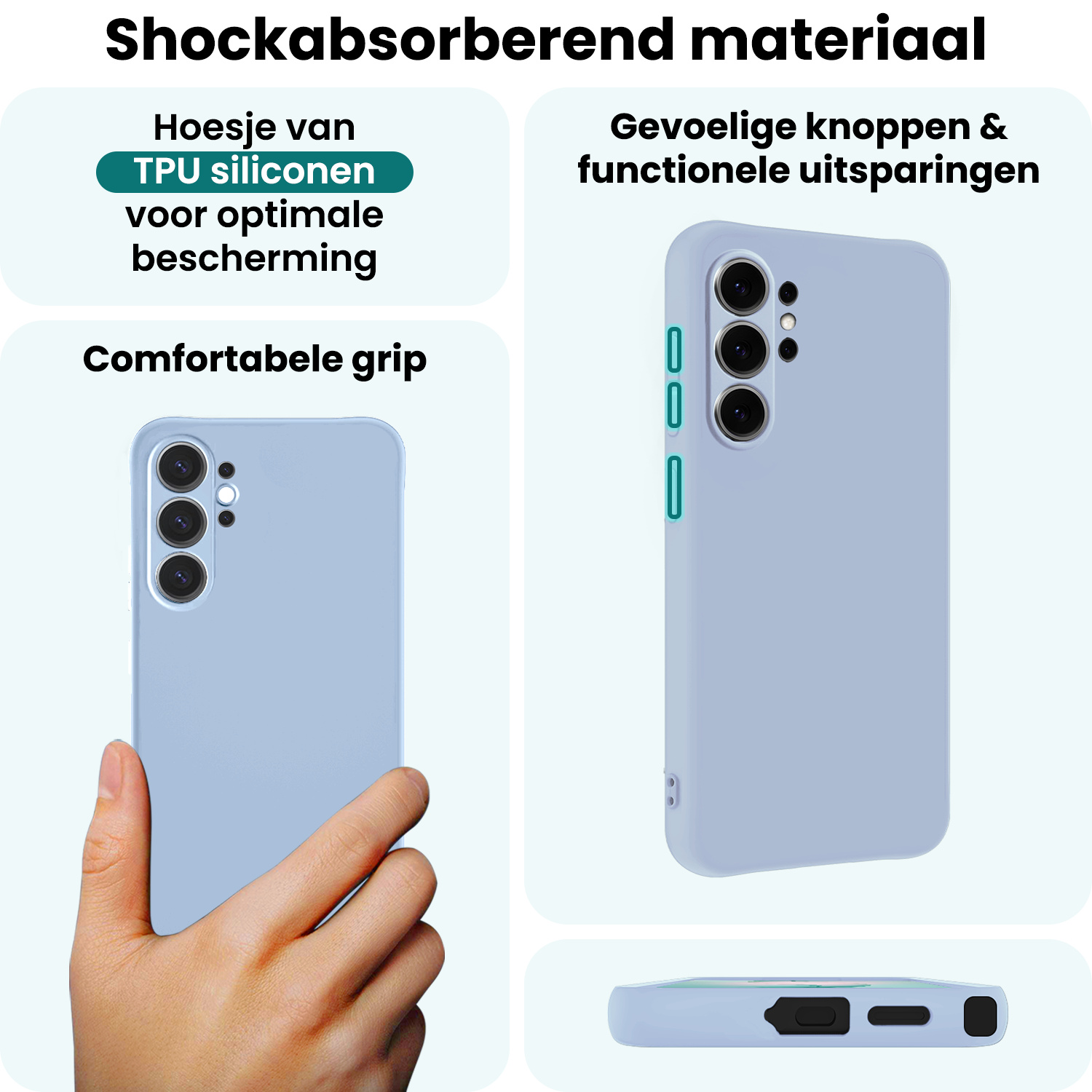 Forterra Forterra Samsung Galaxy S26 Ultra Hoesje Siliconen Met 2x Screenprotector - Lichtblauw