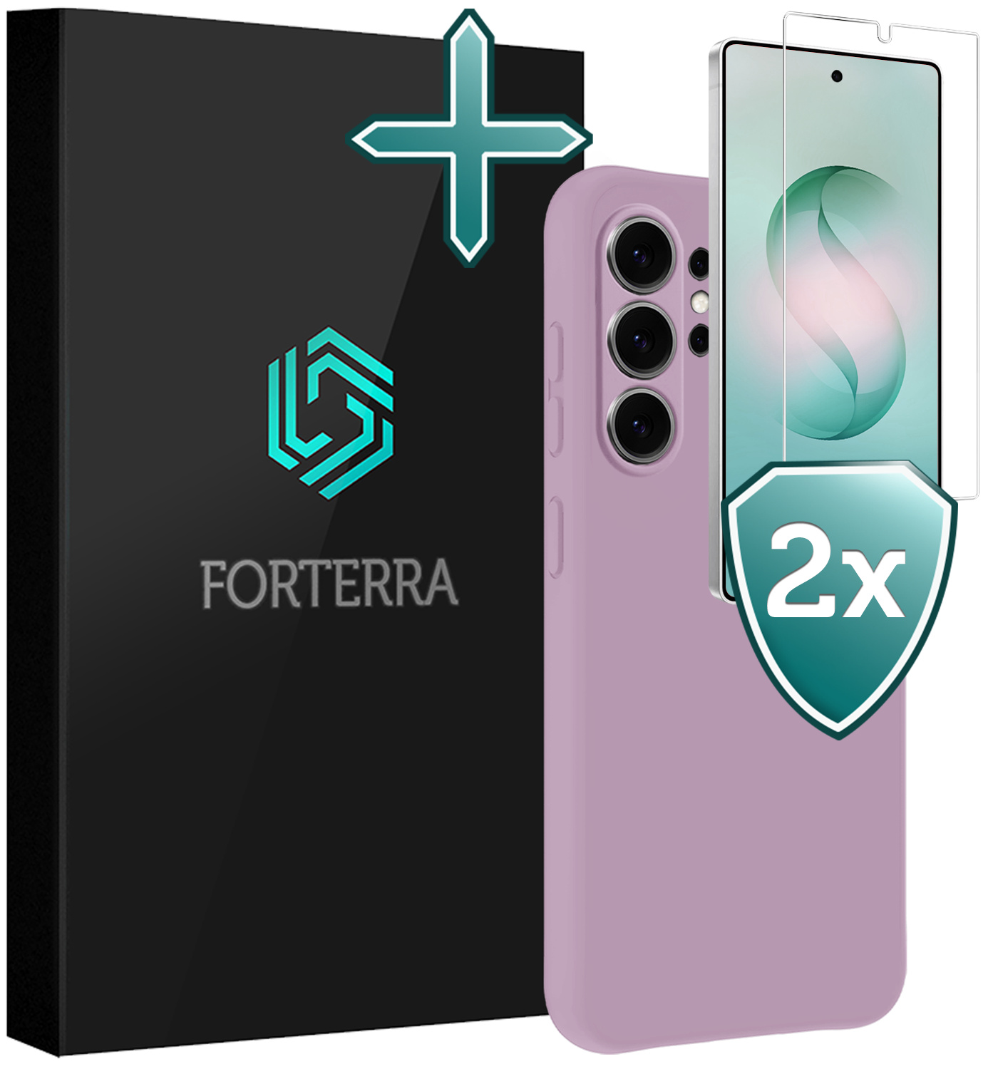 Forterra Forterra Samsung Galaxy S26 Ultra Hoesje Siliconen Met 2x Screenprotector - Lila