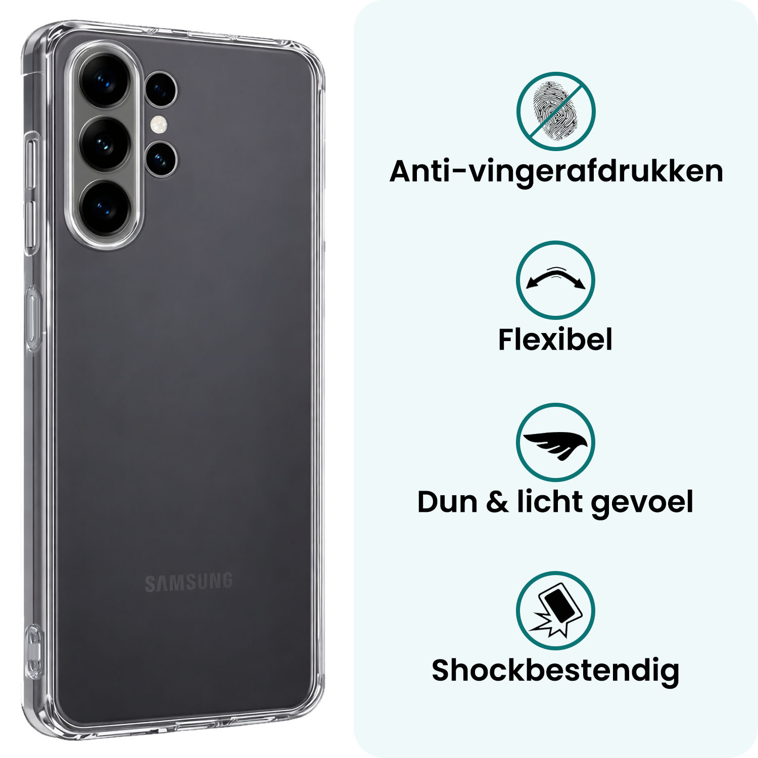 Forterra Forterra Samsung Galaxy S26 Ultra Hoesje Siliconen Met 2x Screenprotector - Transparant