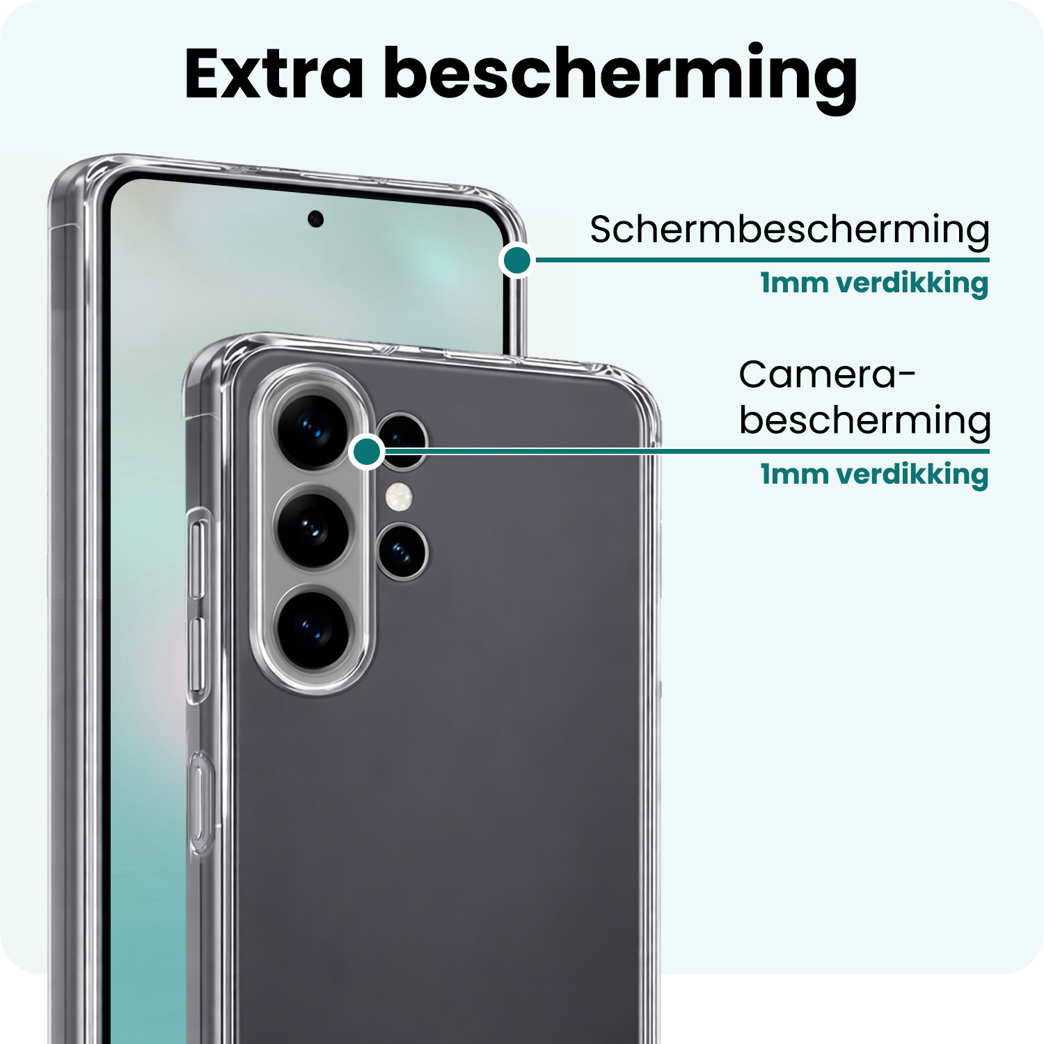 Forterra Forterra Samsung Galaxy S26 Ultra Hoesje Siliconen Met 2x Screenprotector - Transparant