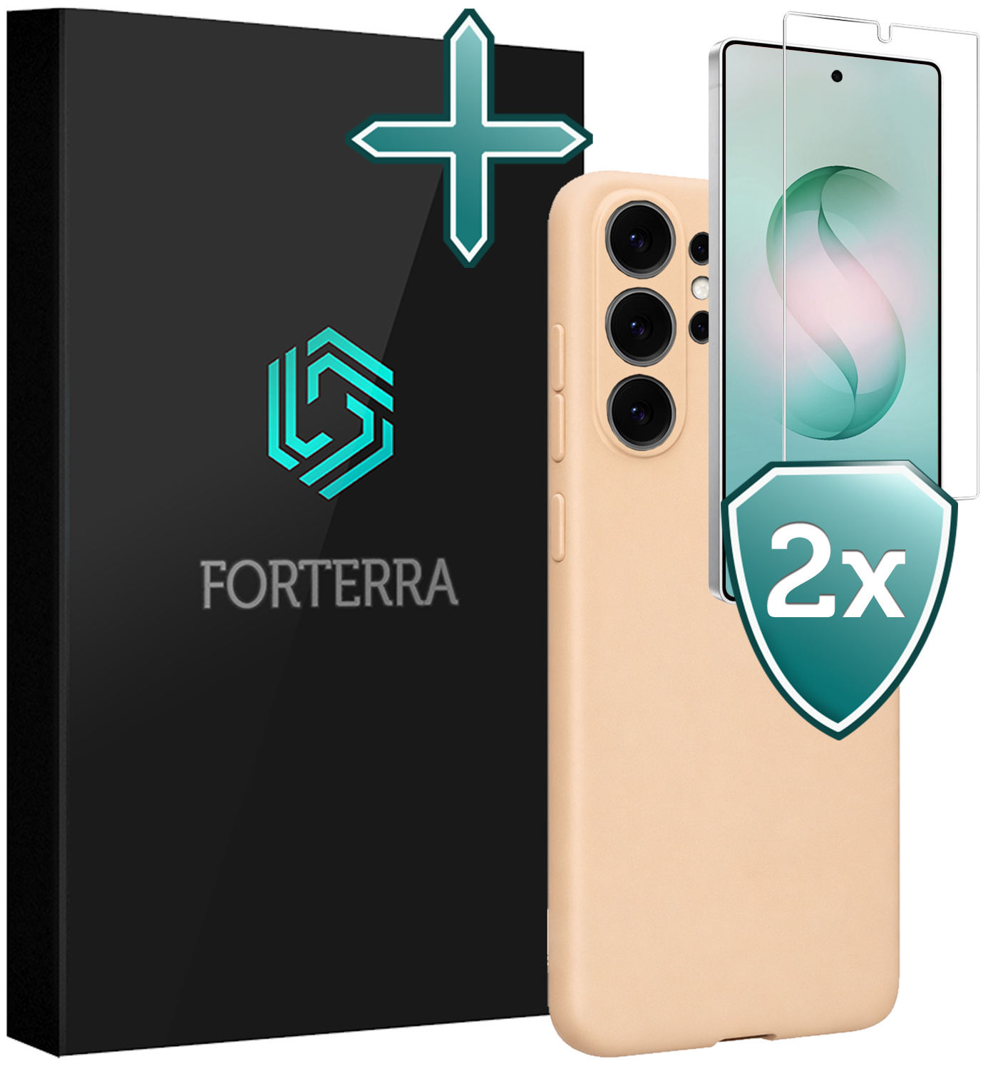 Forterra Forterra Samsung Galaxy S26 Ultra Hoesje Siliconen Met 2x Screenprotector - Zand