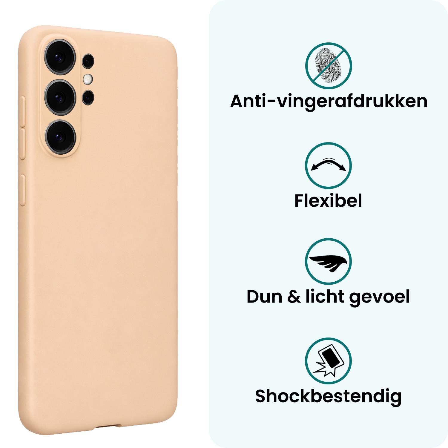 Forterra Forterra Samsung Galaxy S26 Ultra Hoesje Siliconen Met 2x Screenprotector - Zand