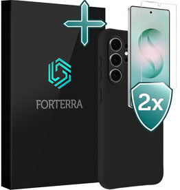 Forterra Forterra Samsung Galaxy S26 Ultra Hoesje Siliconen Met 2x Screenprotector - Zwart