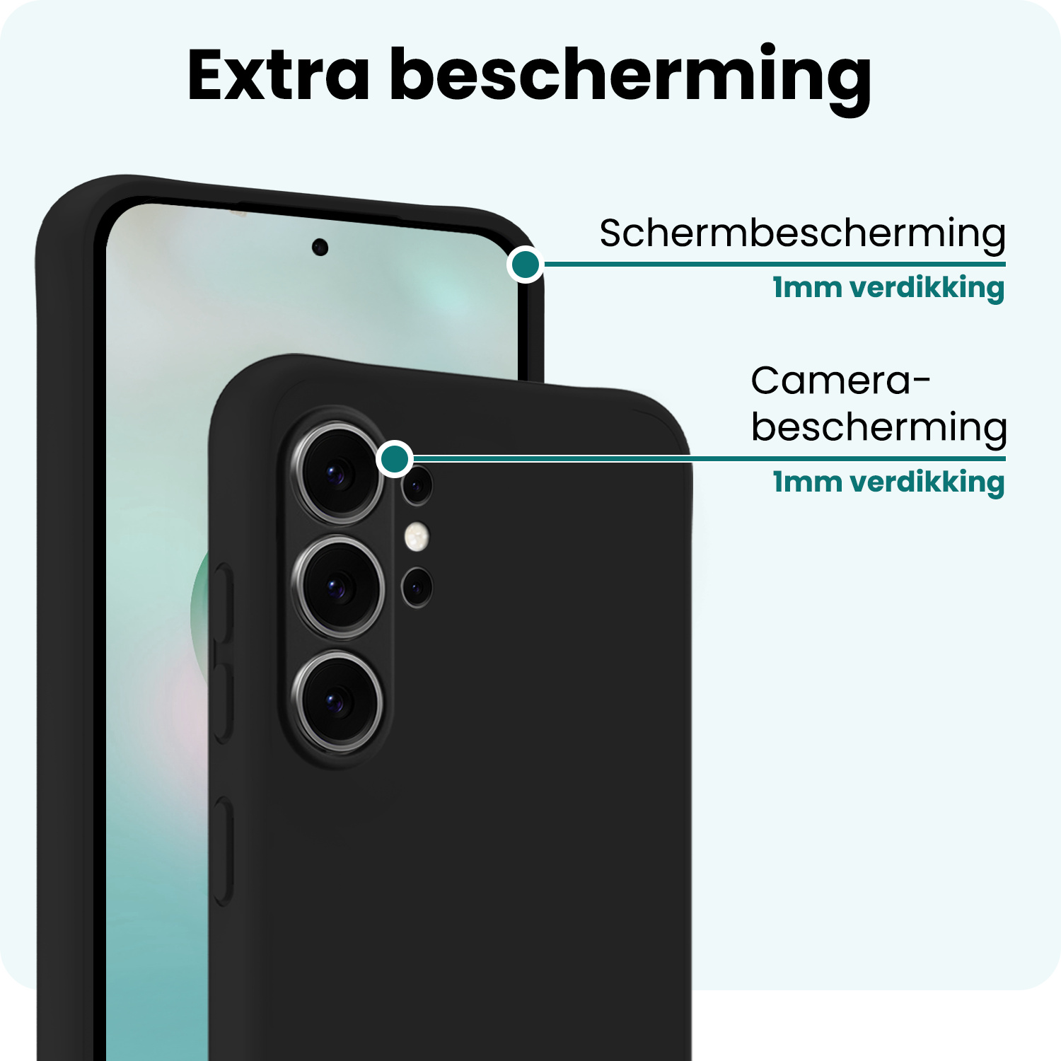 Forterra Forterra Samsung Galaxy S26 Ultra Hoesje Siliconen Met 2x Screenprotector - Zwart