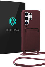 Forterra Forterra Samsung Galaxy S26 Ultra Hoesje Pashouder met Koord - Aubergine