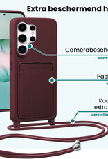 Forterra Forterra Samsung Galaxy S26 Ultra Hoesje Pashouder met Koord - Aubergine