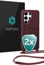 Forterra Forterra Samsung Galaxy S26 Ultra Hoesje Pashouder met Koord - Aubergine - 2 PACK