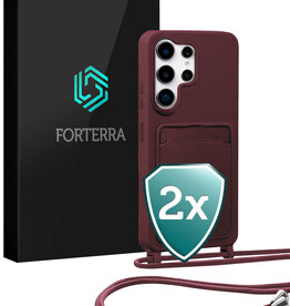 Forterra Forterra Samsung Galaxy S26 Ultra Hoesje Pashouder met Koord - Aubergine - 2 PACK
