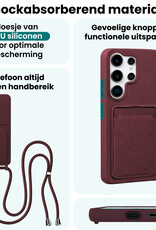 Forterra Forterra Samsung Galaxy S26 Ultra Hoesje Pashouder met Koord Met 2x Screenprotector - Aubergine