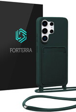 Forterra Forterra Samsung Galaxy S26 Ultra Hoesje Pashouder met Koord - Donkergroen