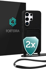 Forterra Forterra Samsung Galaxy S26 Ultra Hoesje Pashouder met Koord - Zwart - 2 PACK