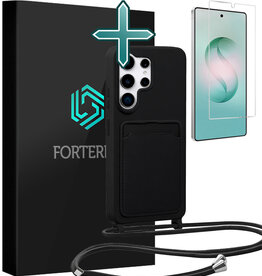Forterra Forterra Samsung Galaxy S26 Ultra Hoesje Pashouder met Koord Met Screenprotector - Zwart
