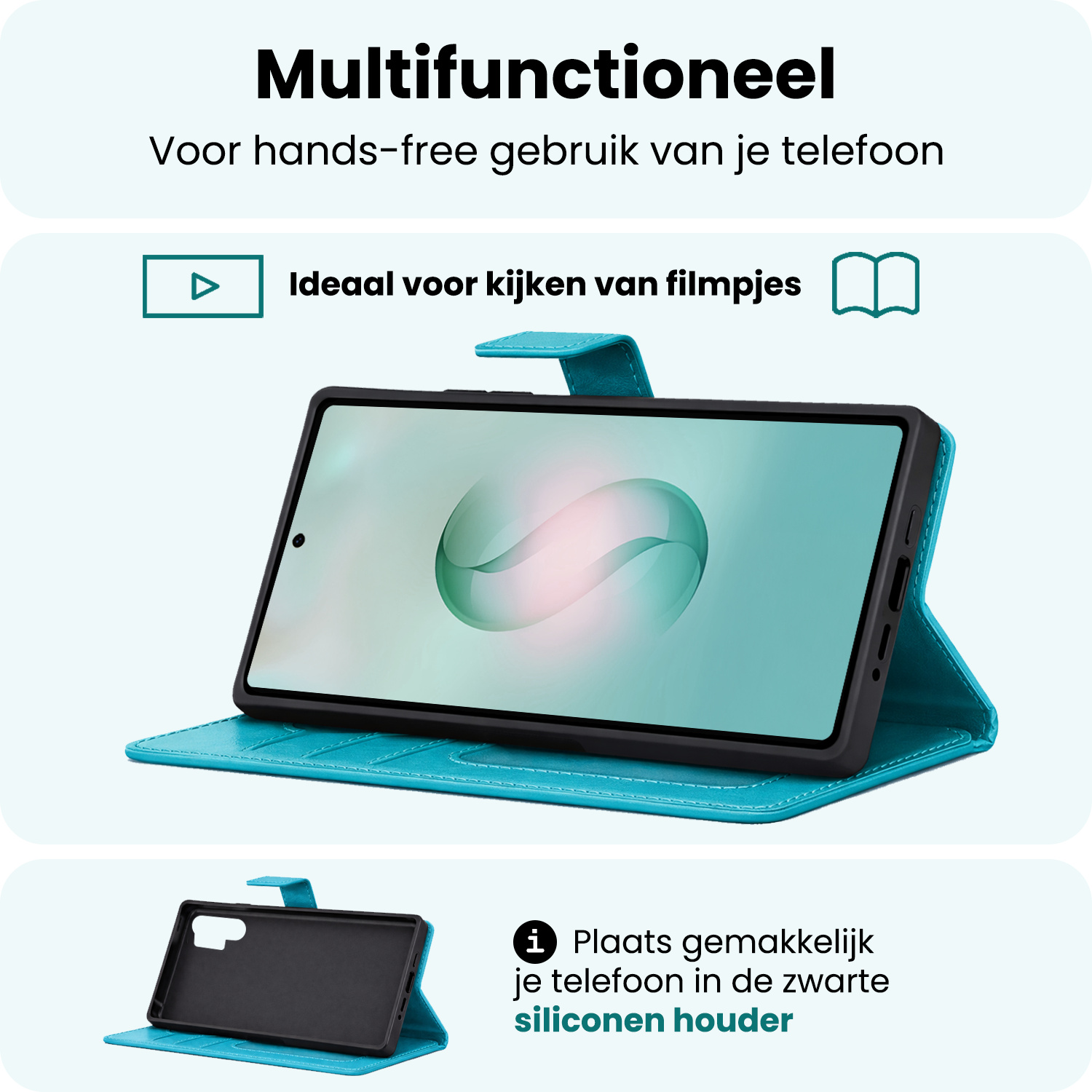 Forterra Forterra Samsung Galaxy S26 Ultra Hoesje Bookcase Met Screenprotector - Turquoise