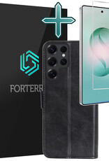 Forterra Forterra Samsung Galaxy S26 Ultra Hoesje Bookcase Met Screenprotector - Zwart