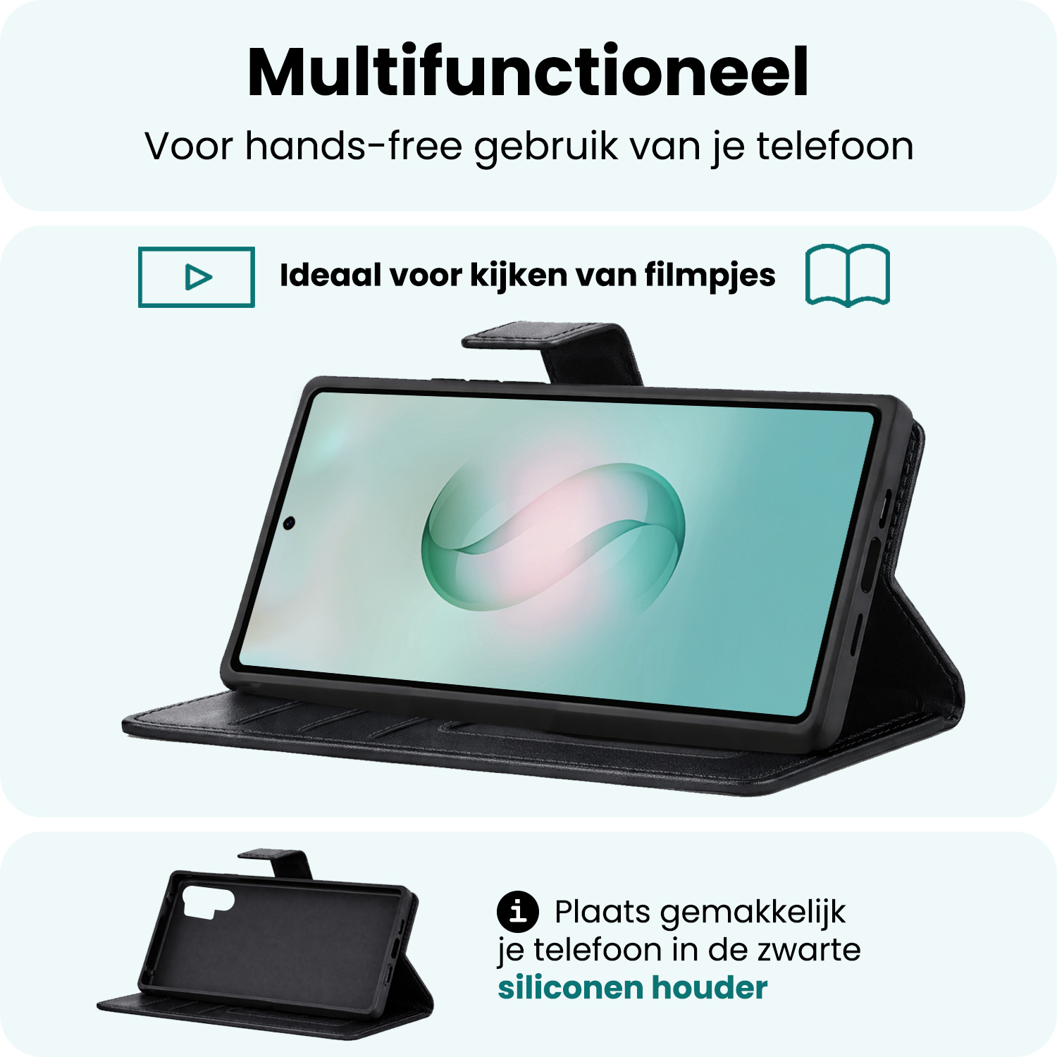 Forterra Forterra Samsung Galaxy S26 Ultra Hoesje Bookcase Met Screenprotector - Zwart