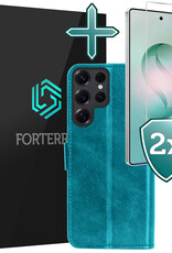 Forterra Forterra Samsung Galaxy S26 Ultra Hoesje Bookcase Met 2x Screenprotector - Turquoise