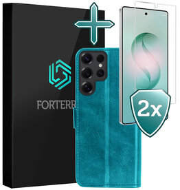 Forterra Forterra Samsung Galaxy S26 Ultra Hoesje Bookcase Met 2x Screenprotector - Turquoise