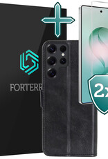 Forterra Forterra Samsung Galaxy S26 Ultra Hoesje Bookcase Met 2x Screenprotector - Zwart