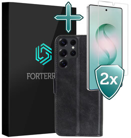 Forterra Forterra Samsung Galaxy S26 Ultra Hoesje Bookcase Met 2x Screenprotector - Zwart
