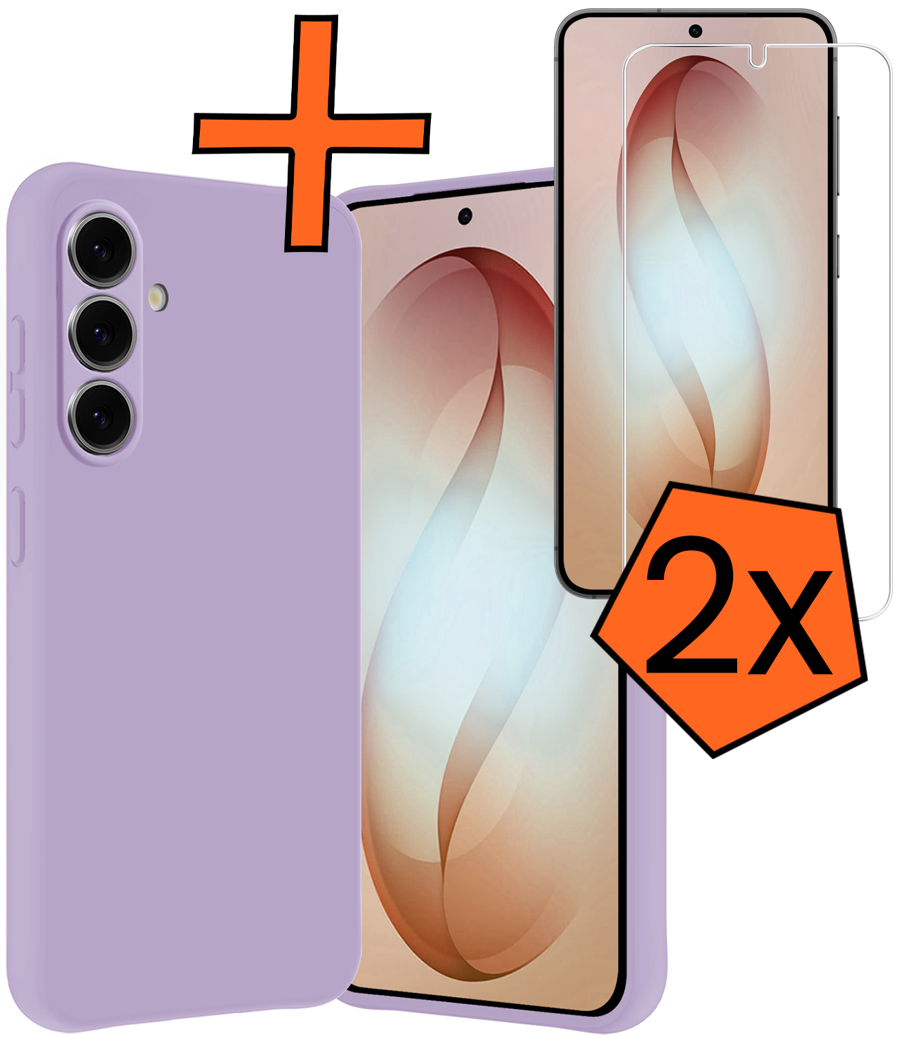 Nomfy Nomfy Samsung Galaxy S26 Plus Hoesje Siliconen Met 2x Screenprotector - Lila