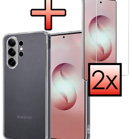 NoXx NoXx Samsung Galaxy S26 Ultra Hoesje Siliconen Met 2x Screenprotector - Transparant