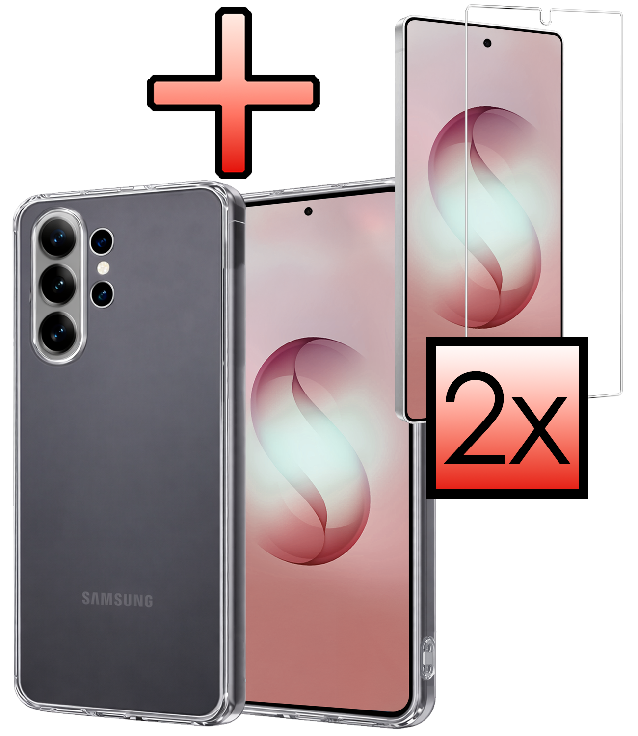 NoXx NoXx Samsung Galaxy S26 Ultra Hoesje Siliconen Met 2x Screenprotector - Transparant