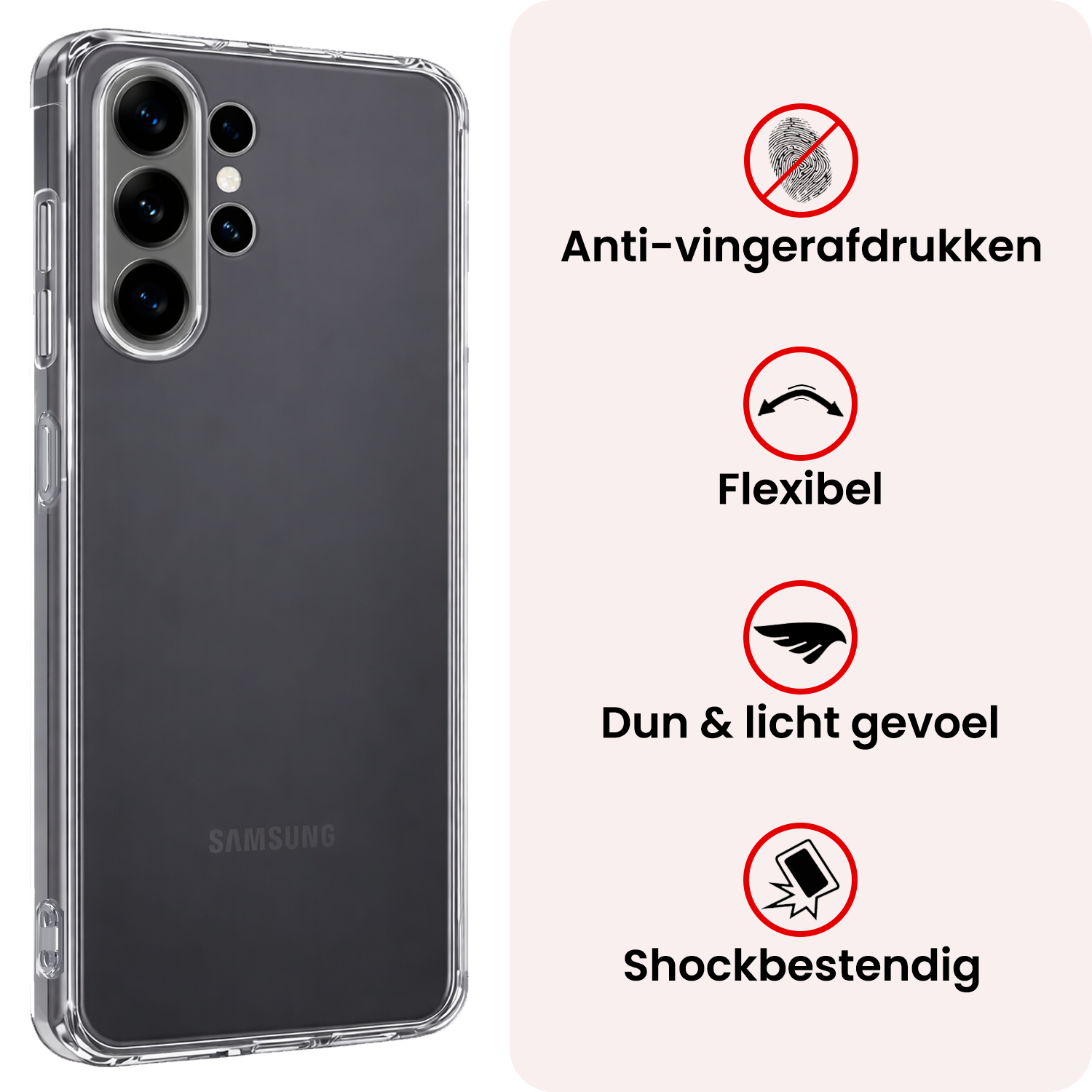 NoXx NoXx Samsung Galaxy S26 Ultra Hoesje Siliconen Met Screenprotector - Transparant