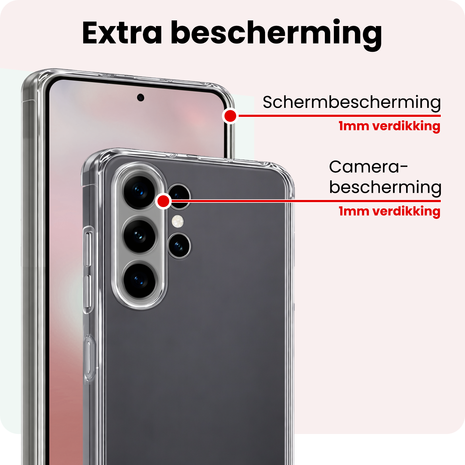 NoXx NoXx Samsung Galaxy S26 Ultra Hoesje Siliconen Met Screenprotector - Transparant