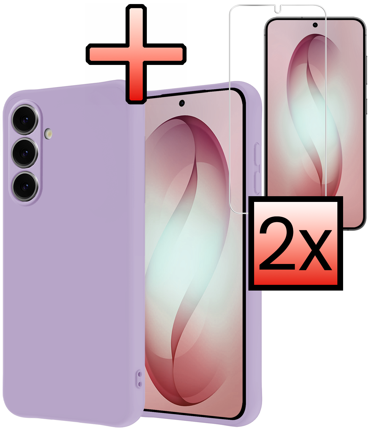 NoXx NoXx Samsung Galaxy S26 Plus Hoesje Siliconen Met 2x Screenprotector - Lila