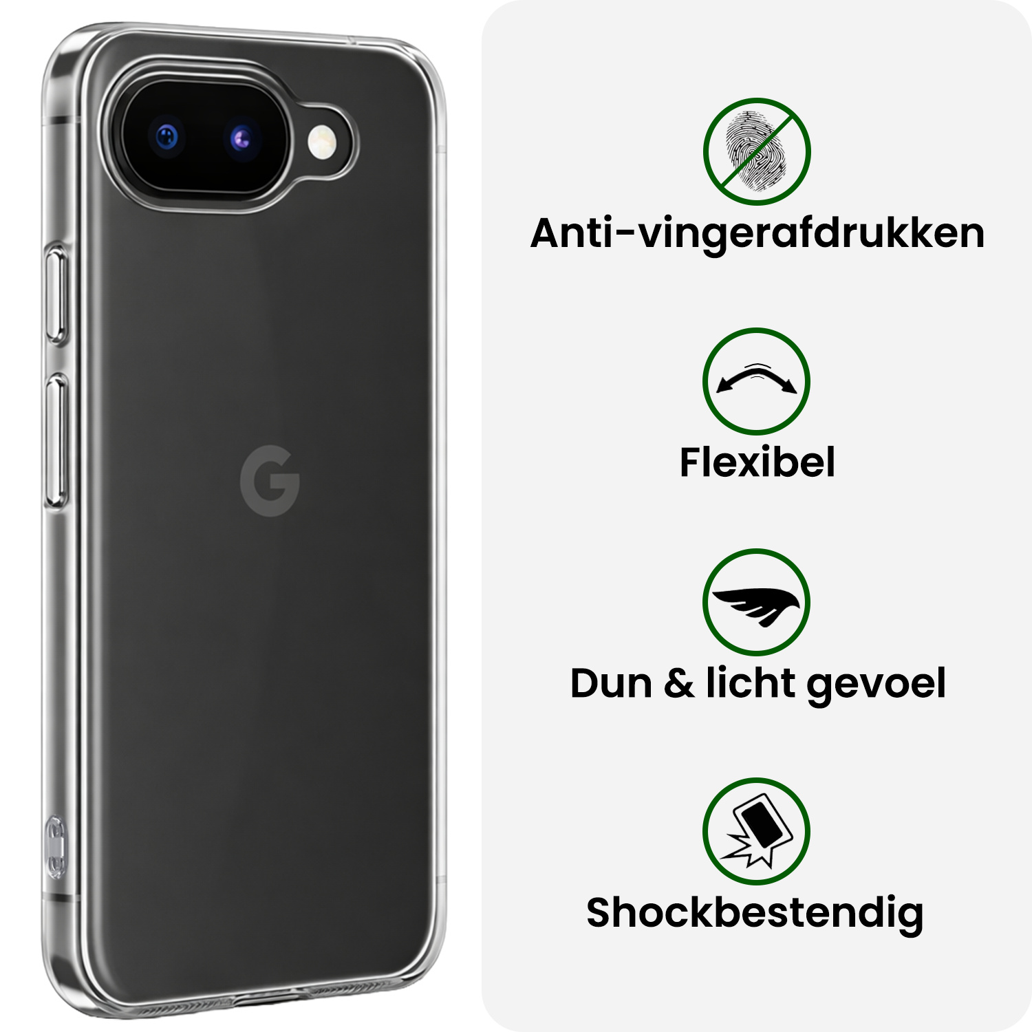 BASEY. BASEY. Google Pixel 10a Hoesje Siliconen Met 2x Screenprotector - Transparant