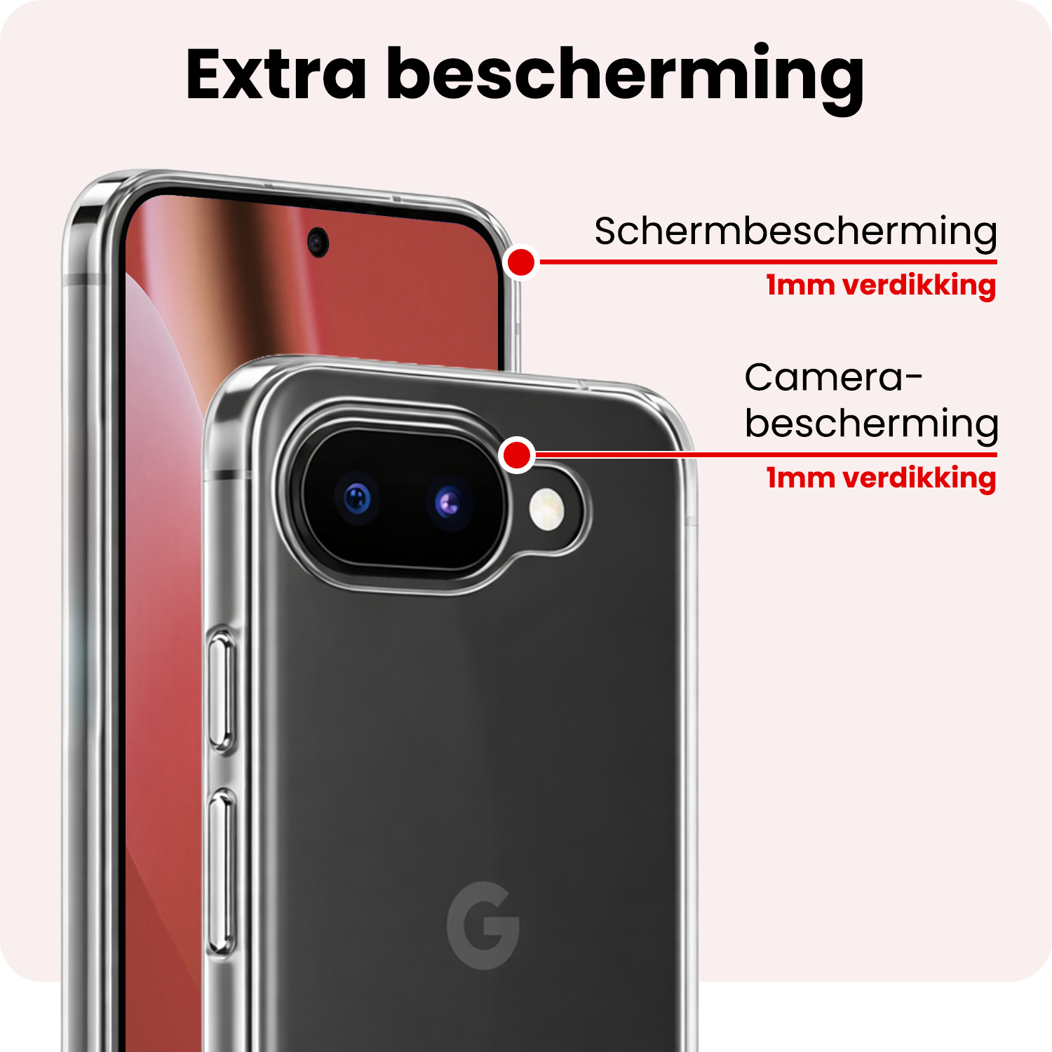 NoXx NoXx Google Pixel 10a Hoesje Siliconen Met Screenprotector - Transparant