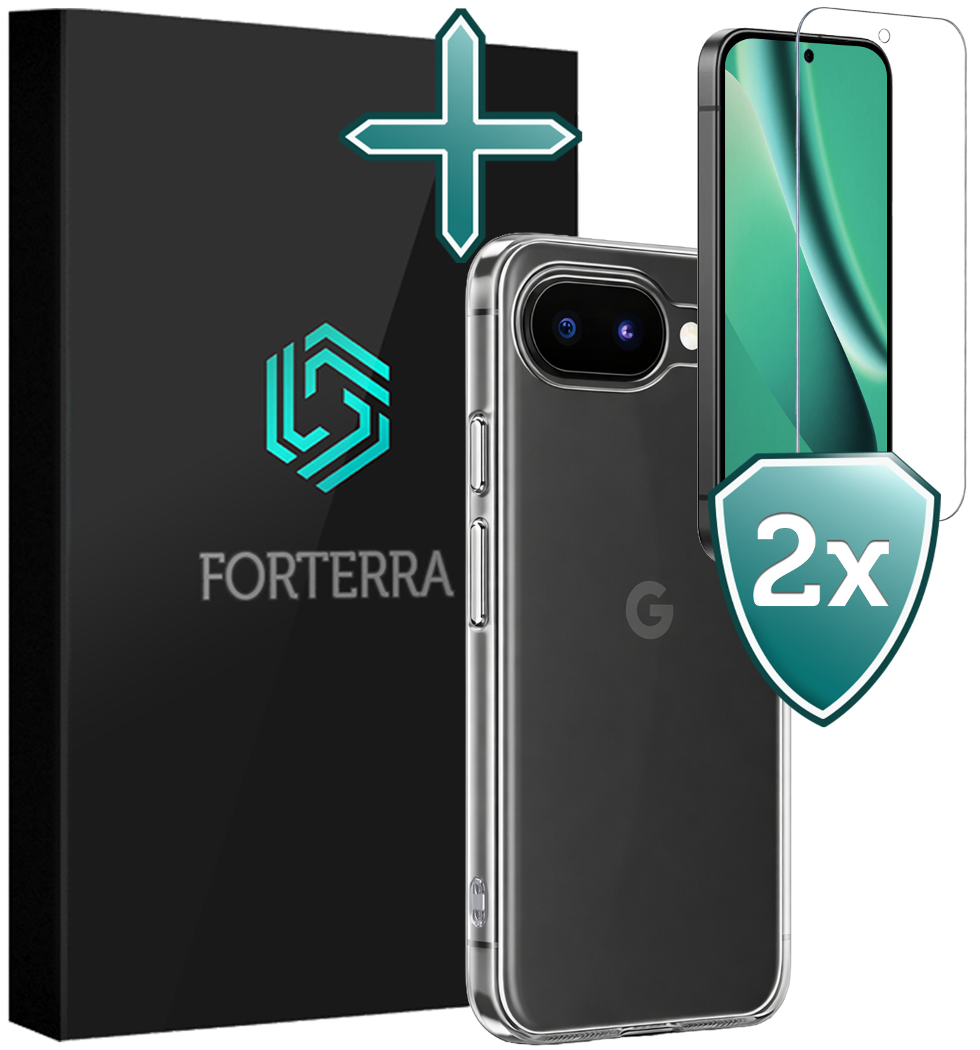 Forterra Forterra Google Pixel 10a Hoesje Siliconen Met 2x Screenprotector - Transparant
