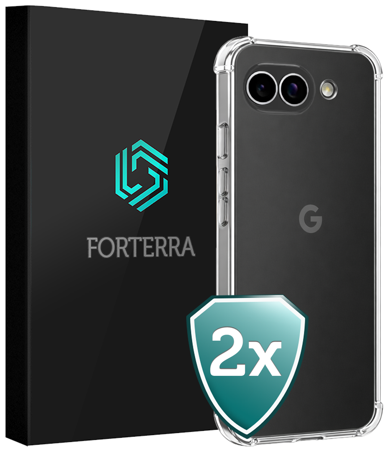 Forterra Forterra Google Pixel 10a Hoesje Shockproof - Transparant - 2 PACK