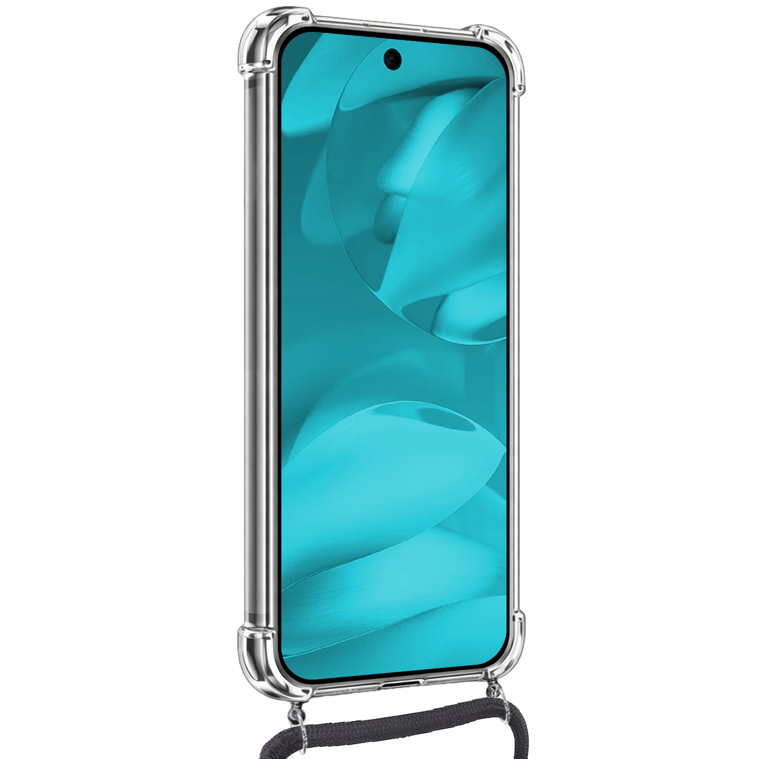 Forterra Forterra Google Pixel 9a Hoesje Transparant Shockproof Met Zwart Koord