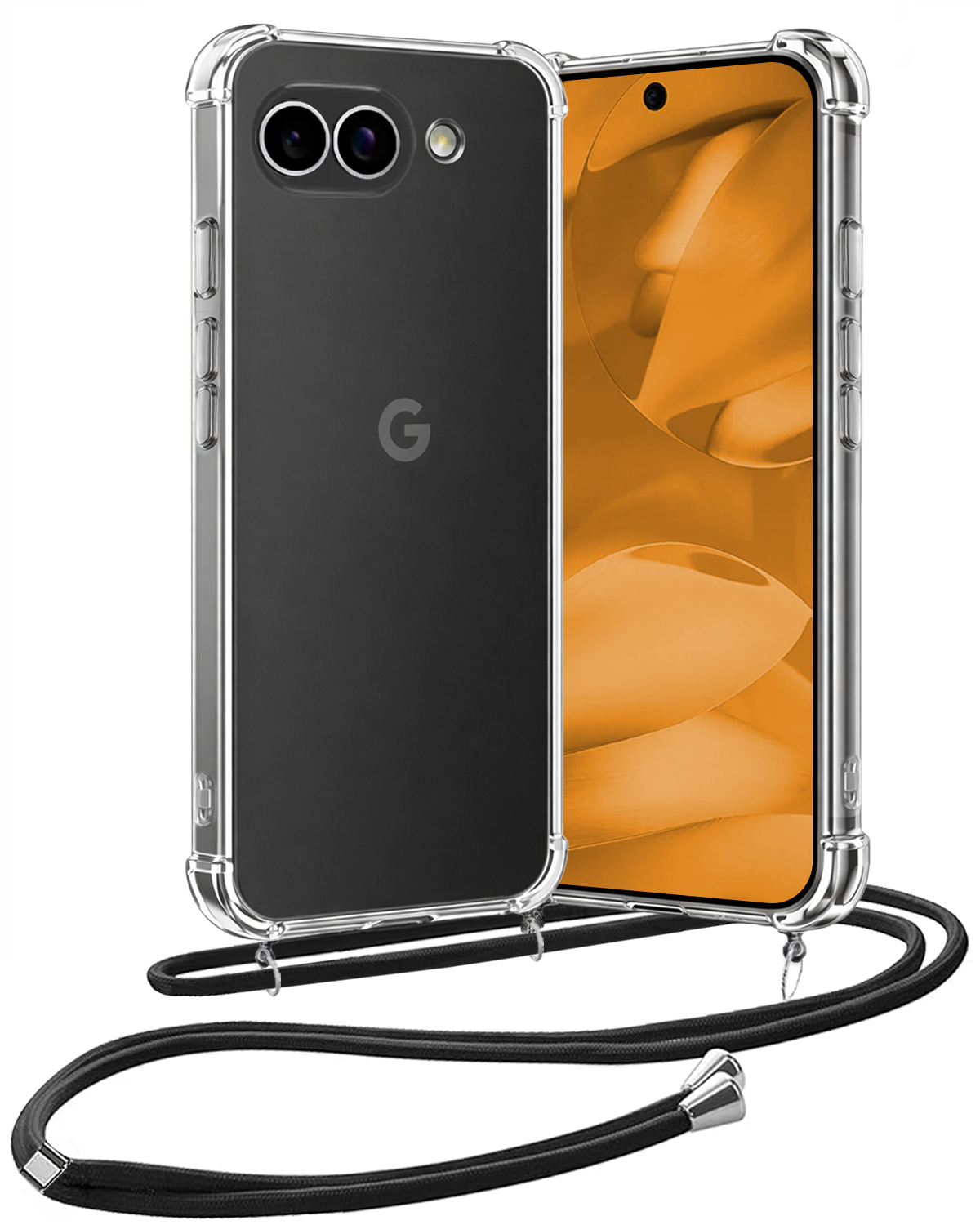 Nomfy Nomfy Google Pixel 9a Hoesje Transparant Shockproof Met Zwart Koord